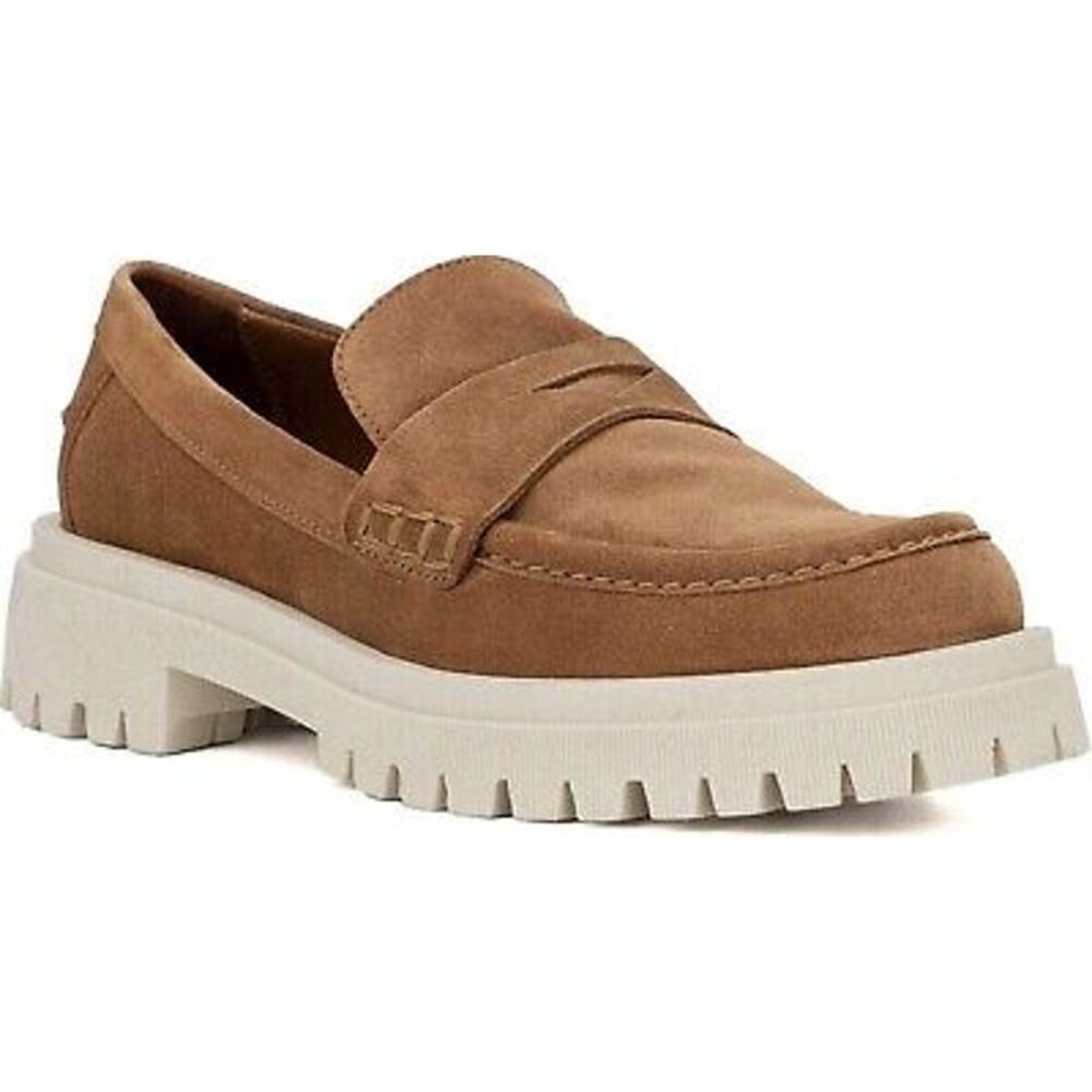 Aquatalia Orina Lug Sole Tan Penny Loafers Women's Sz 8.5 in Excellent Condition
